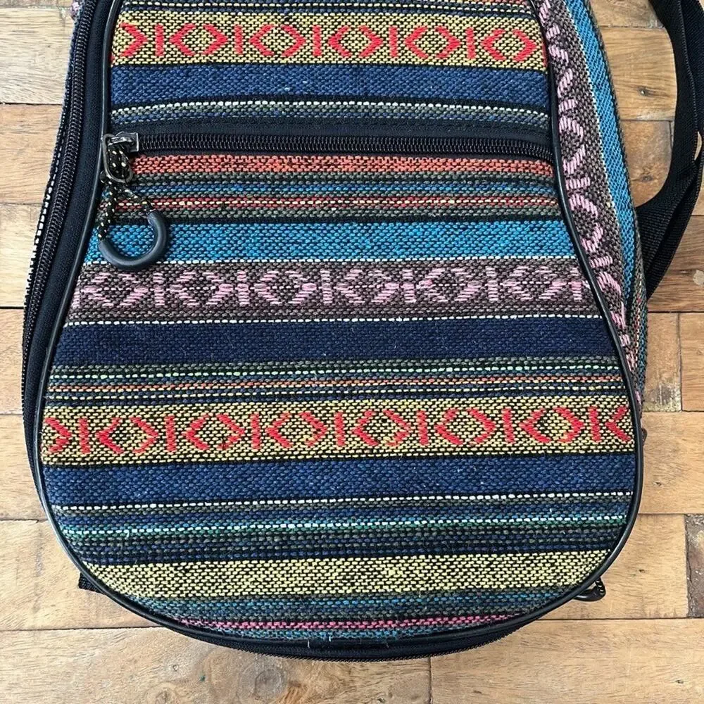 Boho Woven Striped Ukulele Backpack Padded Soft Case 25.75 in Multi-Color